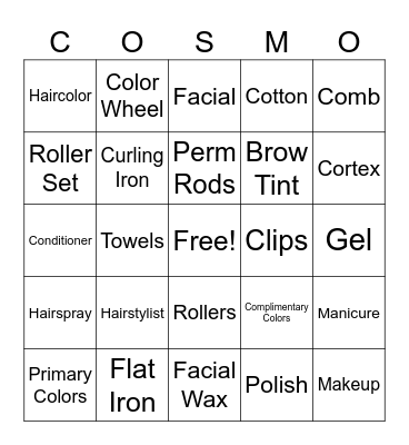 Cosmetology BINGO Card