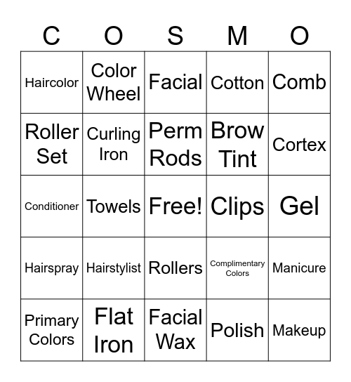 Cosmetology BINGO Card