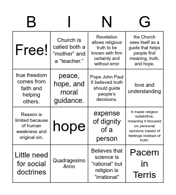 Chapter 7 section 1 Bingo Card