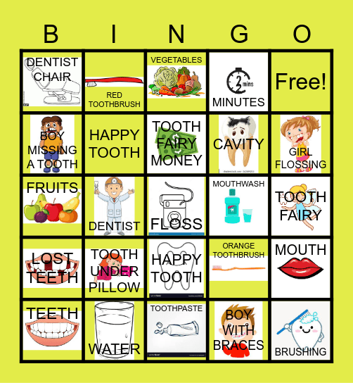 DENTAL HEALTH BINGO Card