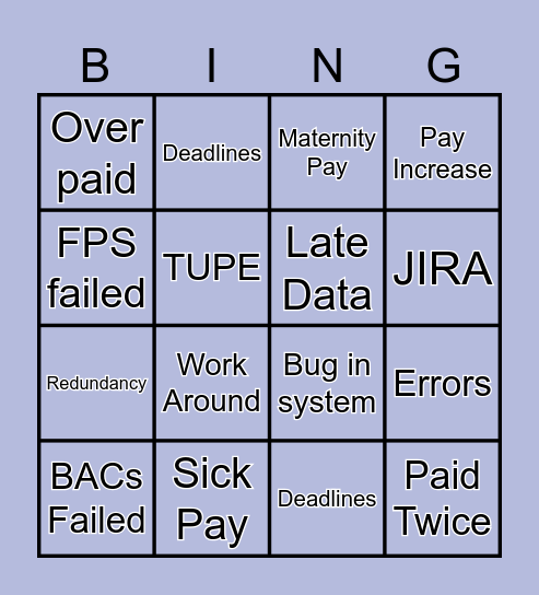 PAYROLL BINGO Card