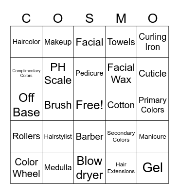 Cosmetology BINGO Card