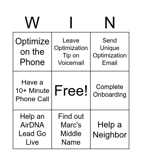Spin to Win BINGO Card