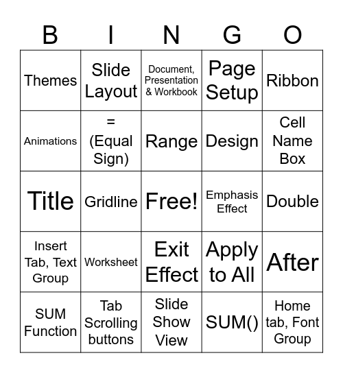 BIM I Spring Semester Practice Exam Set 2 Bingo Card