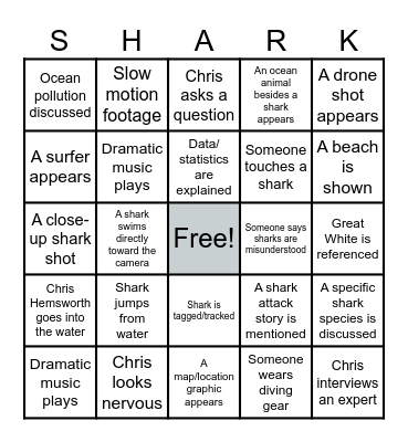 SHARK BINGO Card