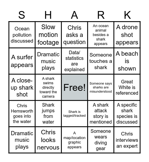 SHARK BINGO Card
