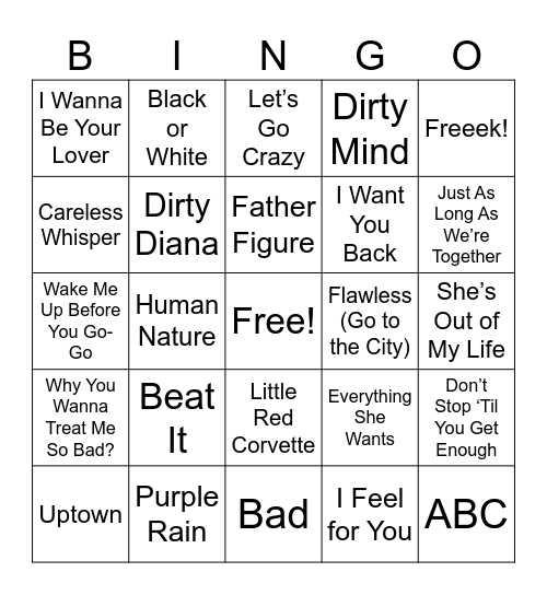 Prince George Michael Bingo Card