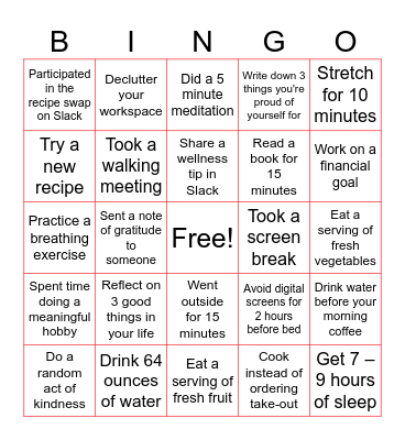 Candid 2026 Wellness Week Bingo Card