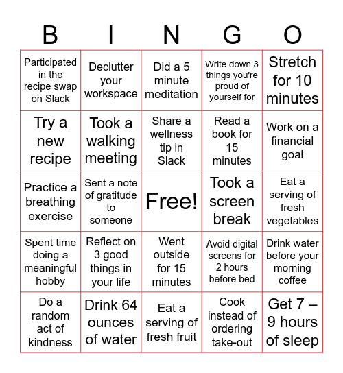 Candid 2026 Wellness Week Bingo Card