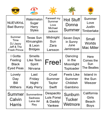 Summer Bingo!! Bingo Card