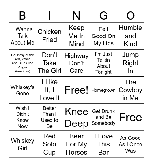 Tim, Toby & Zach Bingo Card