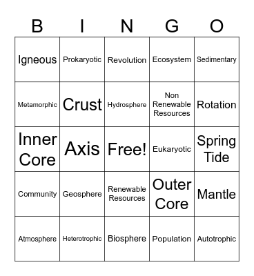 Final Review Bingo Card
