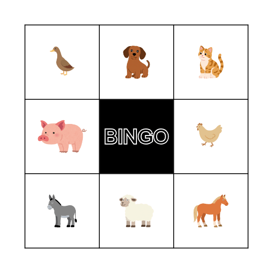 Animal bingo Card