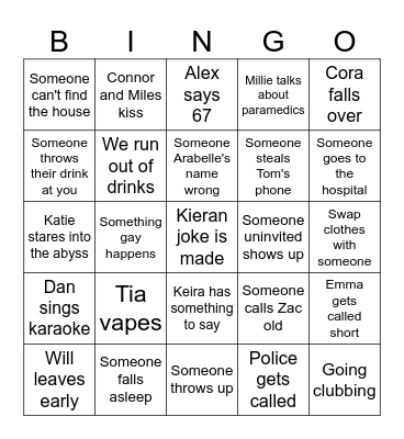 Party Bingo Card
