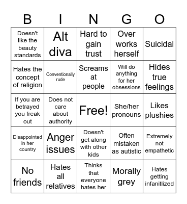 How much are you like Lily? Bingo Card