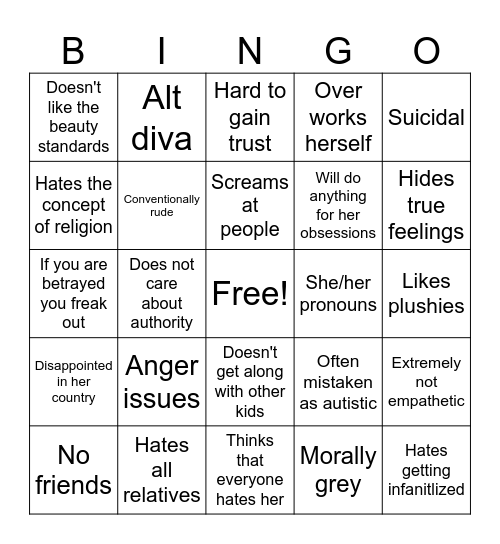 How much are you like Lily? Bingo Card