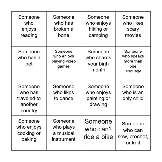 101.5 Human Bingo Card