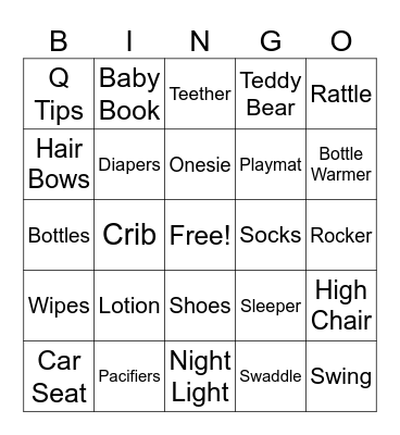 Kiersten's Baby Shower Bingo Card