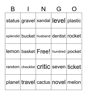 3.1 & 3.2 Two-Syllable Words Bingo Card