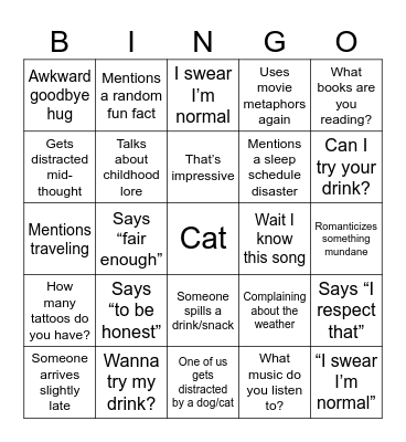 First date bingo Card