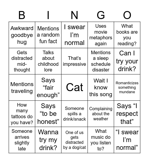 First date bingo Card