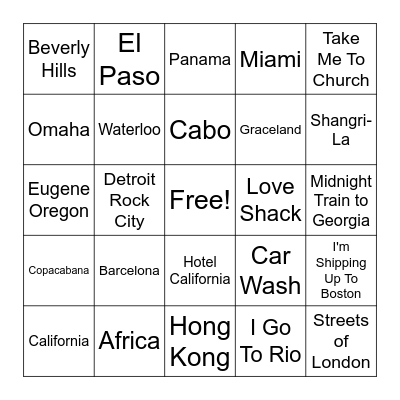 R1 & R2 | Going Places Bingo Card