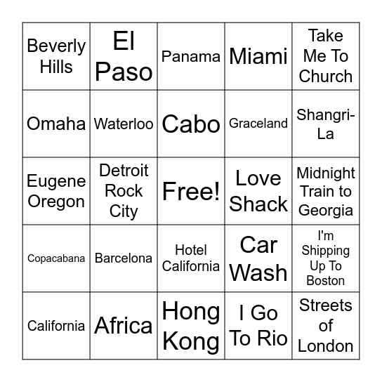 R1 & R2 | Going Places Bingo Card