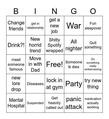 5-12 2026 Bingo card Bingo Card