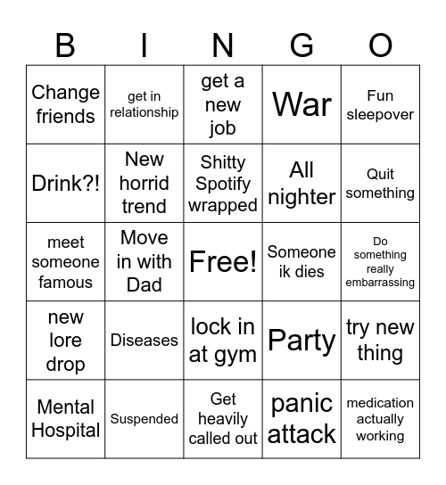 5-12 2026 Bingo card Bingo Card