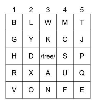 Bingo But Letters Bingo Card