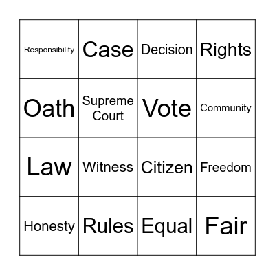 Judicial Branch Bingo Card