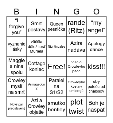 Good Omens 3 Bingo Card
