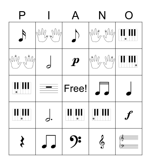 Piano Level 1 Bingo Card
