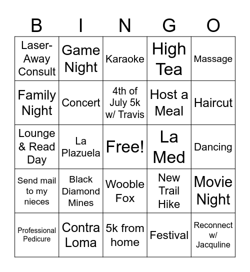 Summer 2026 - Glamping Adventure Vibe Bingo Card