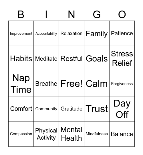 Wellness Bingo Card