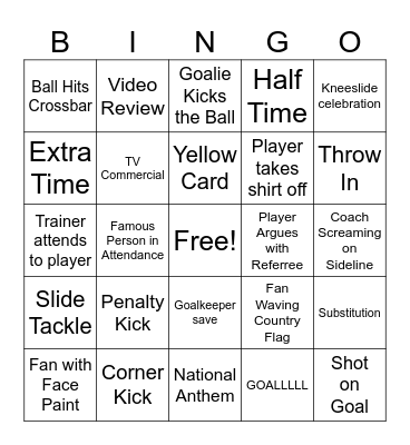 World Cup Bingo Card