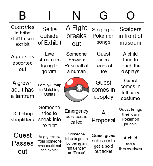 Pokemon Fossil Fun Bingo Card