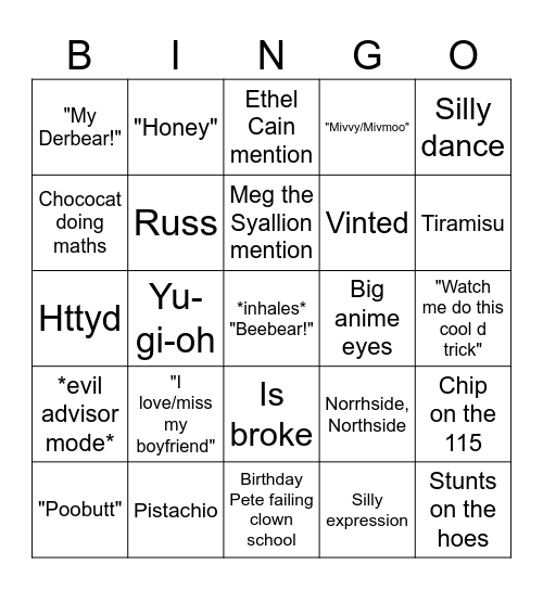 Eimear Bingo Card