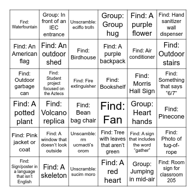 Scavenger Hunt 2026 Bingo Card