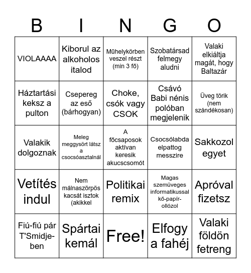 Estike Bingo Card