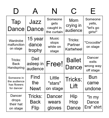 Lights, Camera, Action Bingo Card