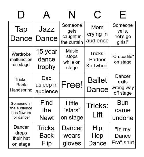 Lights, Camera, Action Bingo Card