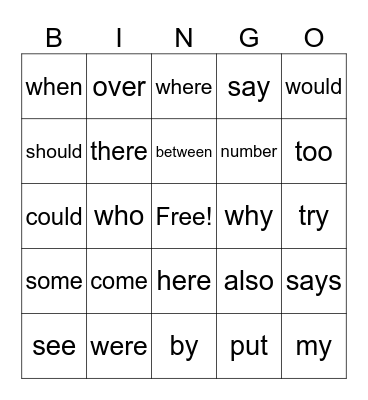 Trick Words (Units 6-9) Bingo Card