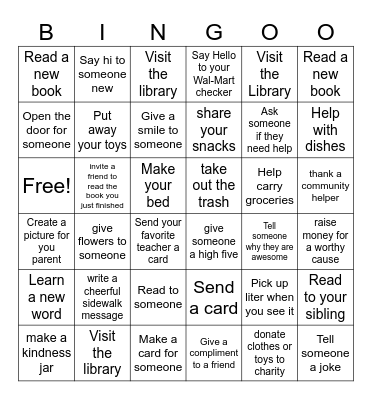 Summer of Kindness Bingo Card