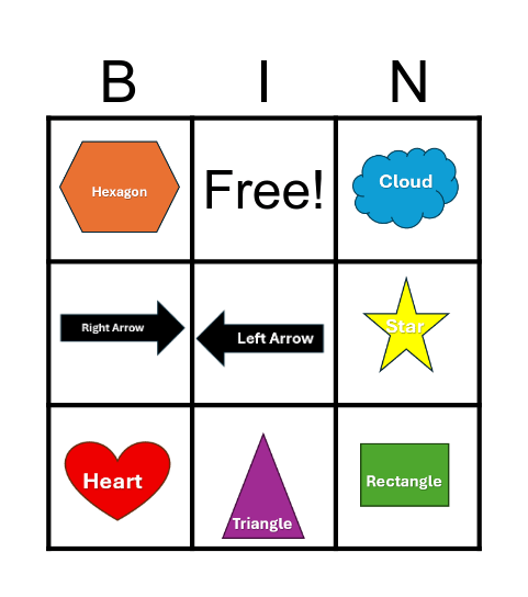 Shapes BINGO Card