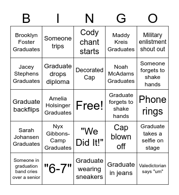 Graduation BINGO Card