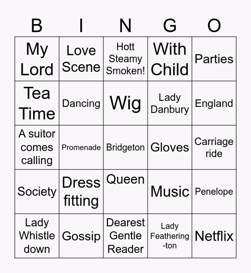 Bridgeton Ladies Tea Bingo Card