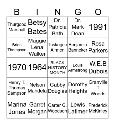 BLACK HISTORY BINGO Card