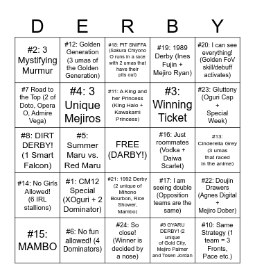 CM13 Bingo Card