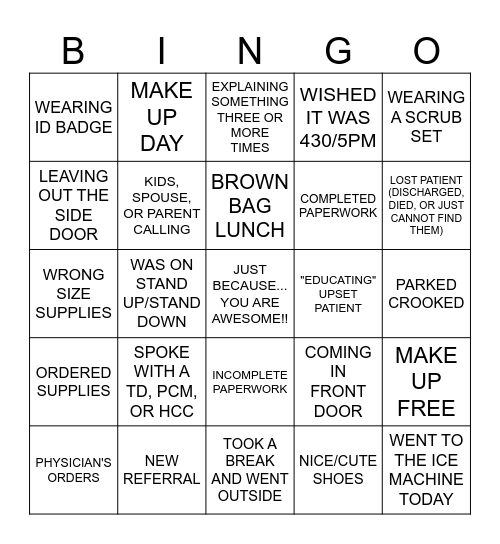 Happy Nurses Week!!! Bingo Card